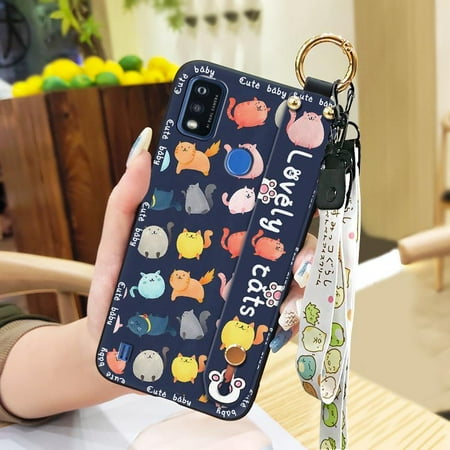 Lulumi-Phone Case For ZTE Blade A51/51S/A7P, Silicone mobile case Lanyard phone case Cute phone protector Dirt-resistant protective Phone Holder phone pouch Waterproof Cartoon Soft case