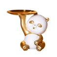 thumbnail image 2 of Multipurpose Panda Figurine Holding Storage Tray Statue Desk Sundries Container Aureate and White, 2 of 9