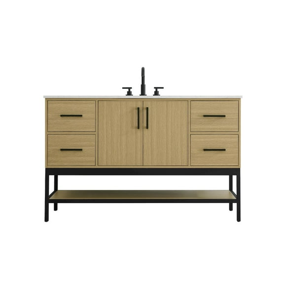 Elegant Kitchen and Bath 54 Inch Single Bathroom Vanity In Honey Brown