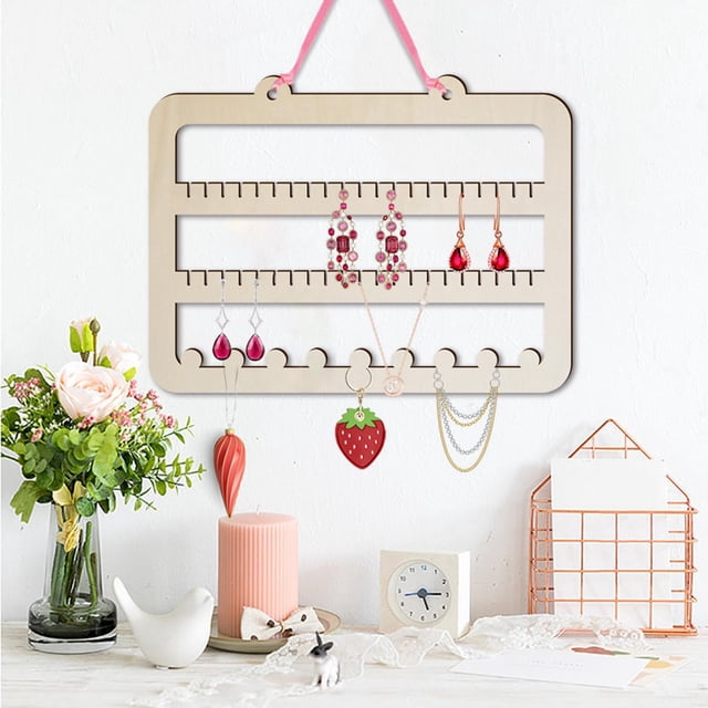 Organizador de Almacenamiento de Pendientes Montado en Pared de Madera, para , Esposa, Novia, , Decoración Del Hogar, Estante de Exhibic Hugo Estante de exhibición de la joyería