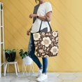 thumbnail image 4 of FORMRS Womens Canvas Tote Bag with Zipper Inner Pocket Shoulder Handbag, Brown Floral, 4 of 7