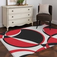 thumbnail image 3 of Red Black Area Rugs 4x6 ft Abstract Grey Black Red Round Grey Texture Washable Rug Non Slip Indoor Carpet Absorbent Floor Mat for Living Room Bedroom Dining Room, 3 of 9