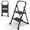 Black 2-Step, variant on CZMDZH 3-Step Ladder with Wide Anti-Slip Platform & Thick Rubber Feet - Lightweight Heavy Duty Foldable & Portable, Steel Frame, Rubber Handgrip, Folding Step Stool,Black 2-Step