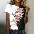 thumbnail image 2 of Perfectbot T-Shirts for Womens Crew Neck Floral Print Short Sleeve Loose Summer Vintage Tees ,S-5XL, 2 of 5