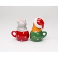 thumbnail image 3 of Ceramic Kittens in Teacups Christmas Theme Salt and Pepper Shakers, Christmas Decor, Cat Lover Gift, 3 of 3