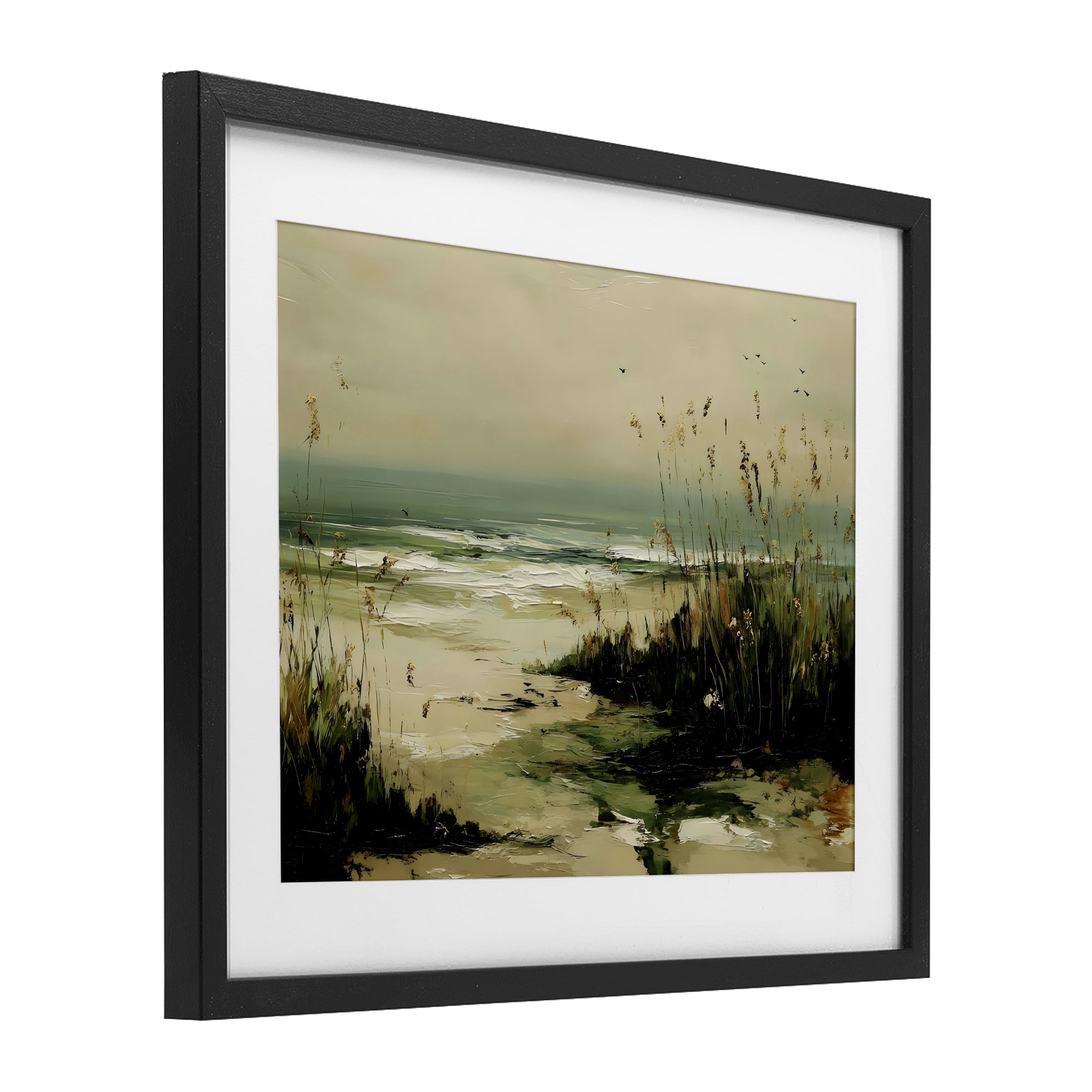Stupell Industries Sea Oats on the Beach Black Framed Print Under Glass, design by Franklyn Gregory