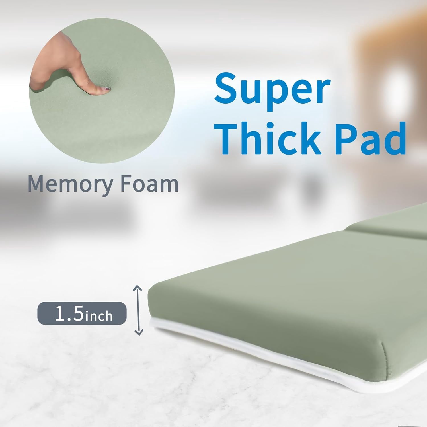 Bath Kneeler with Elbow Rest Pad Set, 1.5 inch Kneeling Pad Mat for Bathtub Baby Bathing Parents, Painless Foam Mat with Toy Organizer Pockets, Non-Slip for Baby and Toddler Bathing
