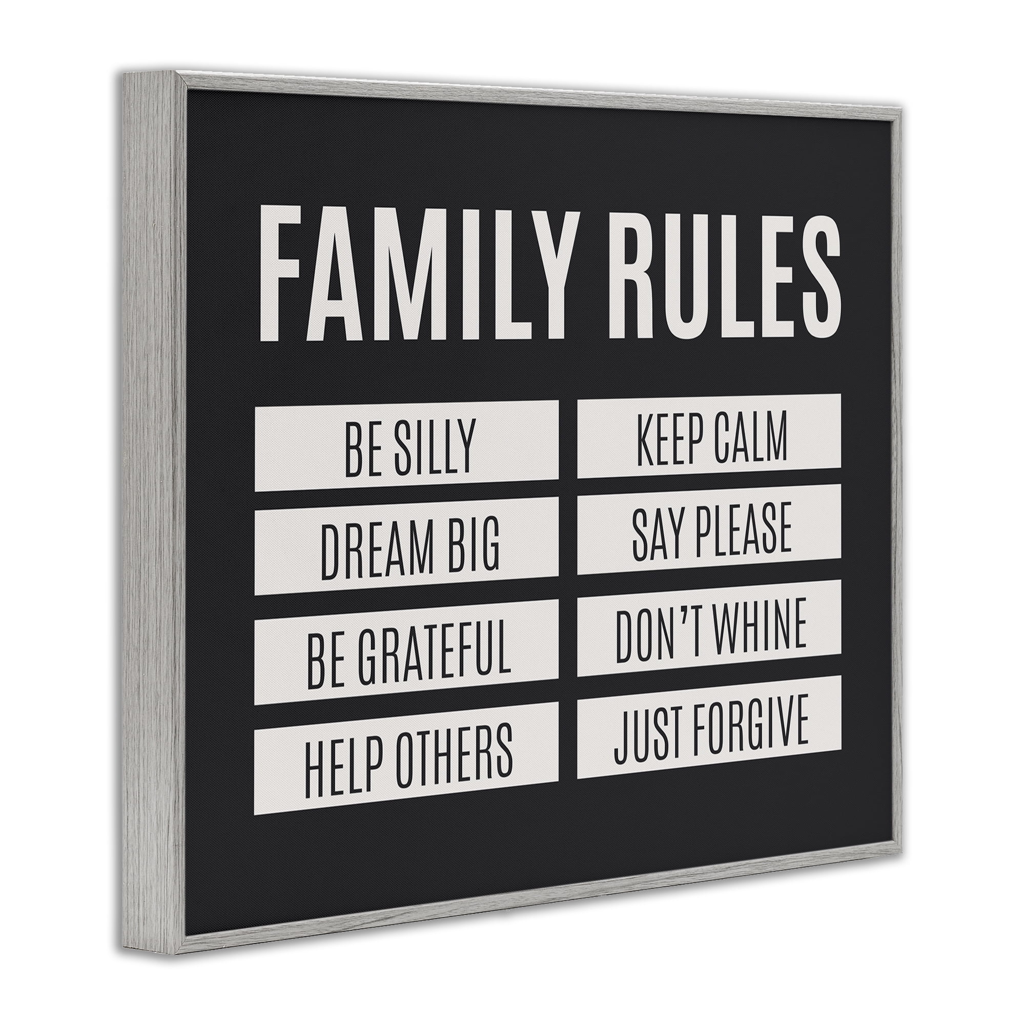 Stupell Industries Family Rules Simple Black Gray Framed Giclee Art, design by SD Graphics Studio