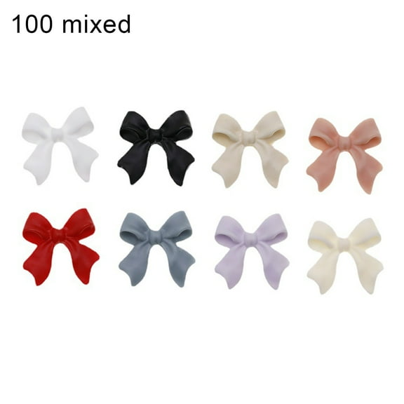 UDIYO 100Pcs/ 1 Pouch Nail Art Bowknot Multi-functional All-matching 3D Manicure Sticker Decals Nail Art Bowknot for Salon