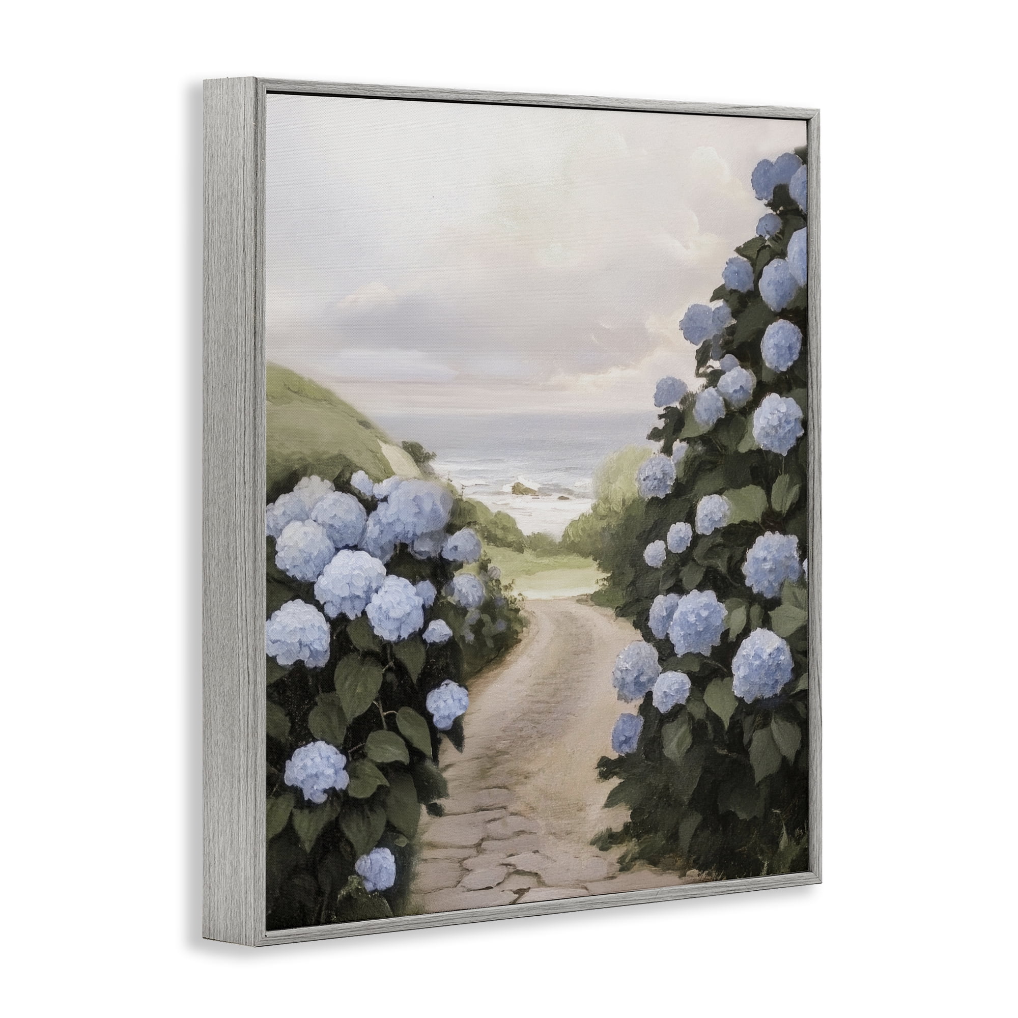 Stupell Industries Coastal Hydrangea Pathway Gray Framed Giclee Art, design by Sisi and Seb