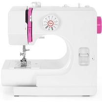 12 Built-In Stitches Mini Portable Electric Sewing Machine, Adjustable Speed, White & Pink