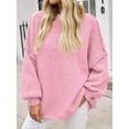 thumbnail image 4 of Autumn Winter Women's Long Sleeved Elegant High Neck Round Neck Bat Oversized Sweater Autumn Ribbed Knit Casual Jacket Tops, 4 of 6