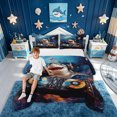 thumbnail image 2 of meiyoeat Music Shark Full Size Comforter Sets for Kids Boys Girls, Galaxy Star Space Animal Bedding Comforter Set, Blue, Grey Reversible, 3-Piece, 1 Comforter and 2 Pillowcases, 2 of 6