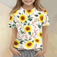 thumbnail image 5 of Abcomgle Girls Casual Tshirts Crewneck Vintage Sunflower Print Tshirt Short Sleeve Girls Shirts Summer Gradient Cotton Tops, 5 of 5