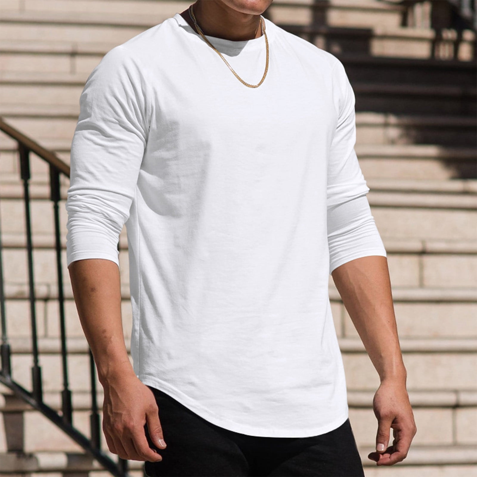 Zedker 3/4 Sleeve Shirt for Men Solid Color Crew Neck Baseball T-Shirts Casual Loose Fit Tees Three Quarter Sleeve T Shirts