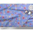 thumbnail image 2 of Soimoi Blue Viscose Chiffon Fabric Leaves & Primrose Floral Decor Fabric Printed 1 Yard 42 Inch Wide, 2 of 3