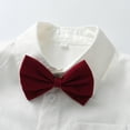 thumbnail image 6 of Gubotare Toddler Suit Set Baby Boys Gentleman Outfit Little Boys Formal Short Set Toddler Short Sleeve Shirt+Suspender Pants+Bow Tie 4Pcs 3 6 9 12 18 24 Months 2T 3T 70T (Red,12-18 Months), 6 of 8