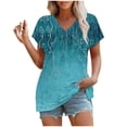 thumbnail image 4 of bnaln Womens Summer Tops Trendy Short Sleeve Tshirts Floral Boho Shirts V Neck T Shirts Elegant Flowy Tunic Tops Fashion Loose Fit Pullover Y2K Going Out Tops Holiday Tees, 4 of 4