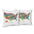 thumbnail image 6 of Ambesonne Colorful Throw Pillow Cover 2 Pack, USA Map with States, 18", Multicolor, 6 of 6