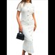thumbnail image 2 of Vestido de Cóctel Ajustado Midi Texturizado con Bolsillos y Botones para Mujer L, 2 of 8