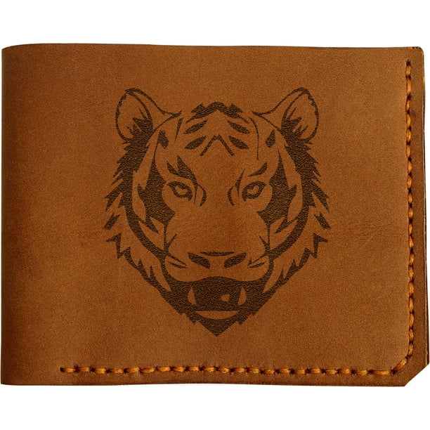 Men's Tiger Abstract Tattoo -2 Handmade Natural Genuine Pull-up Leather Wallet Men's Tiger Abstract Tattoo -2 Handmade Natural Genuine Pull-up Leather Wallet