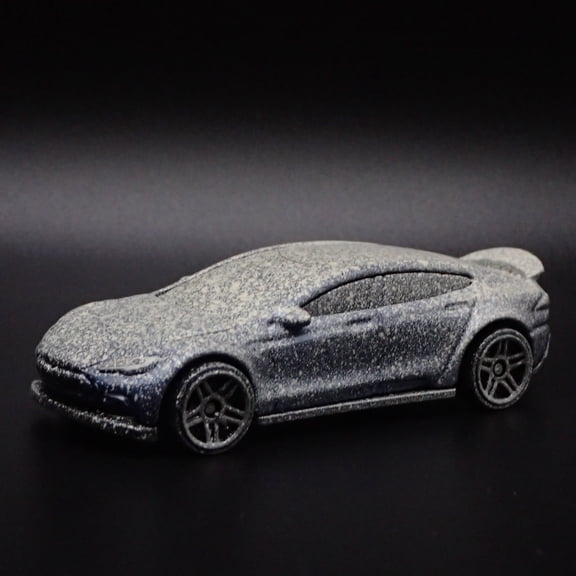 Open Box 2012-2016 TESLA MODEL S ABANDONED BLUE 1/64 SCALE DIORAMA DIECAST MODEL CAR