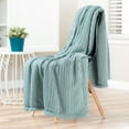thumbnail image 2 of Chanasya Super Soft Cable Knit Acrylic Faux Fur Reversible Throw Blanket - Plush Solid Sherpa Cozy Blanket for Bed Sofa Chair Couch Cover Living Bed Room Blanket (50x65 Inches) Mint, 2 of 3