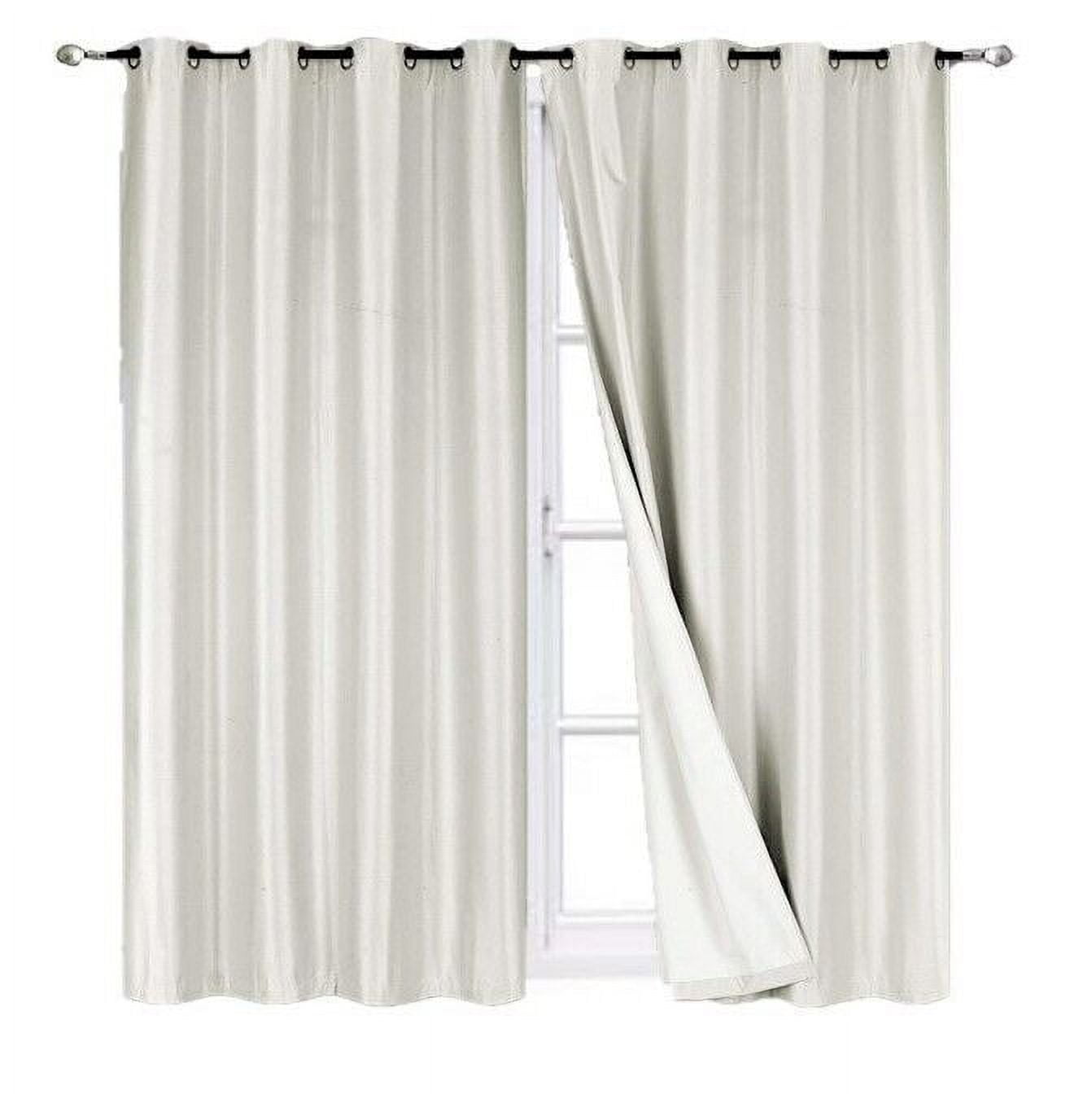 2 Piece panel room darkening thermal foam lined blackout heavy thick wIndow curtain top grommets white 84" inch length for bedroom