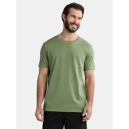 George Men's Garment Wash Crewneck Pocket Tee with Short Sleeves, Size XS-3XL