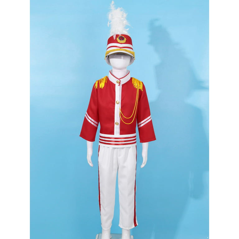 iEFiEL Kids Boys Honor Guard Uniform Tops Halloween Costume Marching Band  Tassel Jacket Coat Red 12 