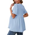 thumbnail image 3 of INSPIRE CHIC Women Maternity Blouses Boho Ruffled V Neck Short Sleeve Shirts Flowy Loose Casual Tops Clothing 2025 Blue XL, 3 of 5