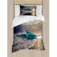 thumbnail image 1 of Iceland Duvet Cover Set Twin Size, Horizontal Shot Taken by the Coastside Dark Cloudy Weather Seascape Tranquil Scene, Decorative 2 Piece Bedding Set with 1 Pillow Sham, Multicolor, by Ambesonne, 1 of 3