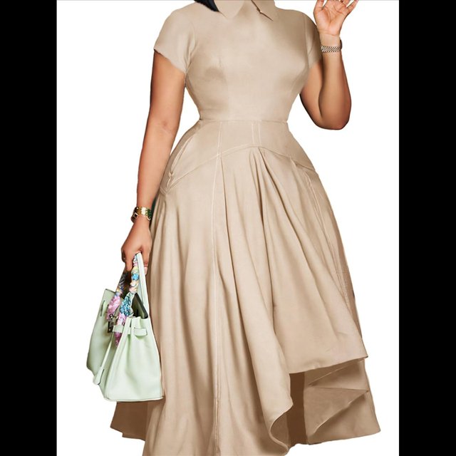 Vestido Elegante Informal de Corta para Mujer, Estilo Oficina, Fiesta, Corte A Albaricoque XL