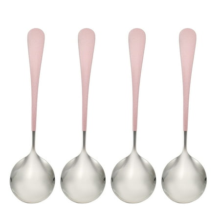 

4pcs Stainless Steel Soup Spoons Multipurpose Scoops Dessert Spoons for Home