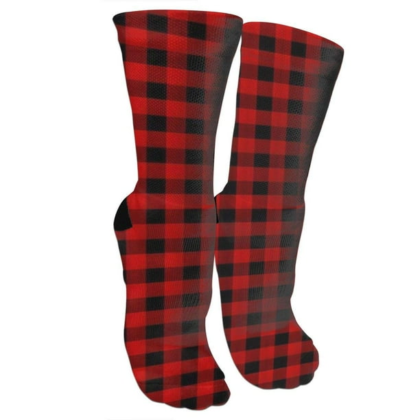 Custom Rustic Red Black Buffalo Check Plaid Pattern Compression Socks