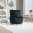 thumbnail image 2 of Velvet Swivel Barrel Chair, Modern Upholstered Accent Chair, 360° Swivel Round Lounge Chair with Gold Metal Base, Comfy Arm Chair Sherpa Chair for Nursery, Living Room, Bedroom, Club, Office, 2 of 11