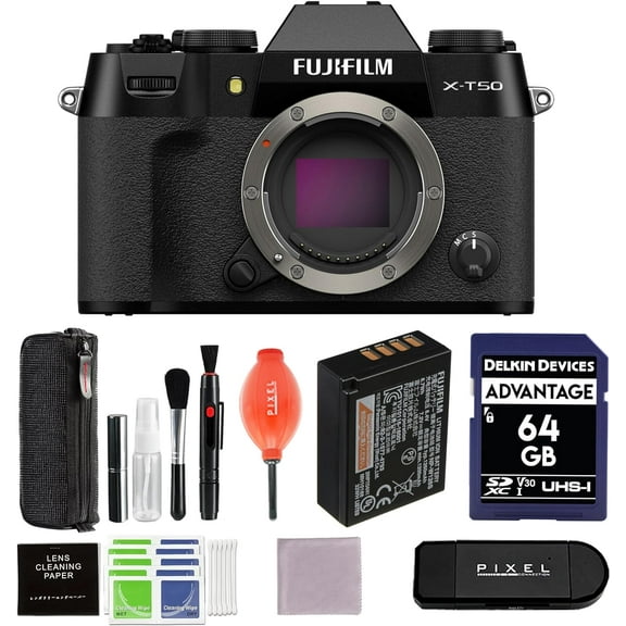 Fujifilm X-T50 Mirrorless Camera (Black) Bundle with Advanced Accessories | Fuji xt50