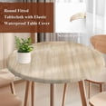 thumbnail image 4 of Orange Brown Round Tablecloth, Fitted Table Cover with Elastic for 36"-44" Round Tables, Modern Abstract Art Ombre Striped Table Cloth Outdoor Indoor Dinning Party Waterproof Tablecloths, 4 of 7