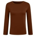 thumbnail image 5 of larppty Cotton Long Sleeve Tee Shirts for Women Slim Fit Tshirts Basic Tops Tight Crewneck Layering Undershirts (Coffee, M), 5 of 6