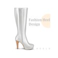 thumbnail image 3 of BLISSFUL STEP Women's Boots Round Toe Platform Chunky Heel Knee High Side Zipper Boots  Silver 11, 3 of 6