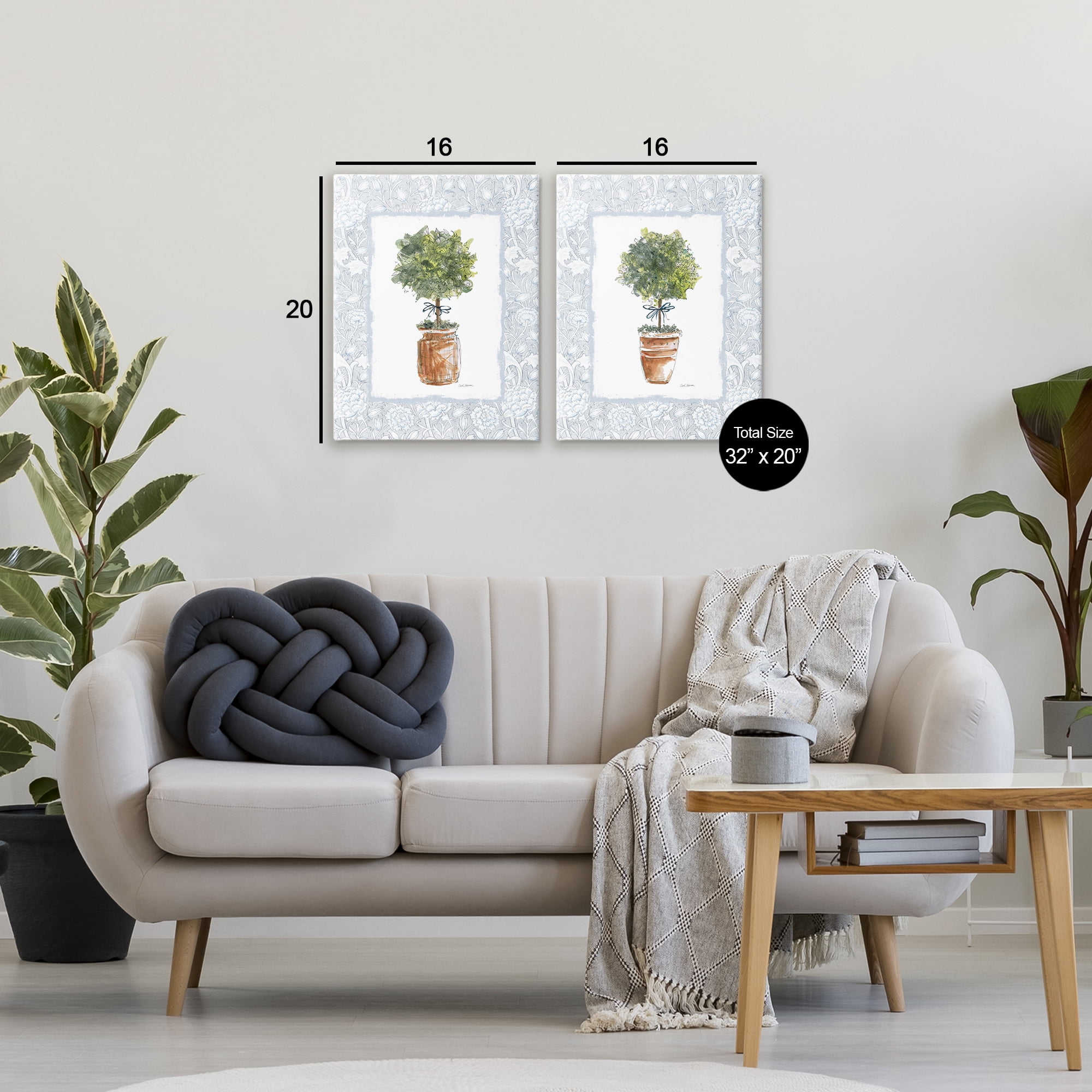 Stupell Industries Potted Topiary Plants 2 Piece Canvas Wall Art Set, design by Carol Robinson