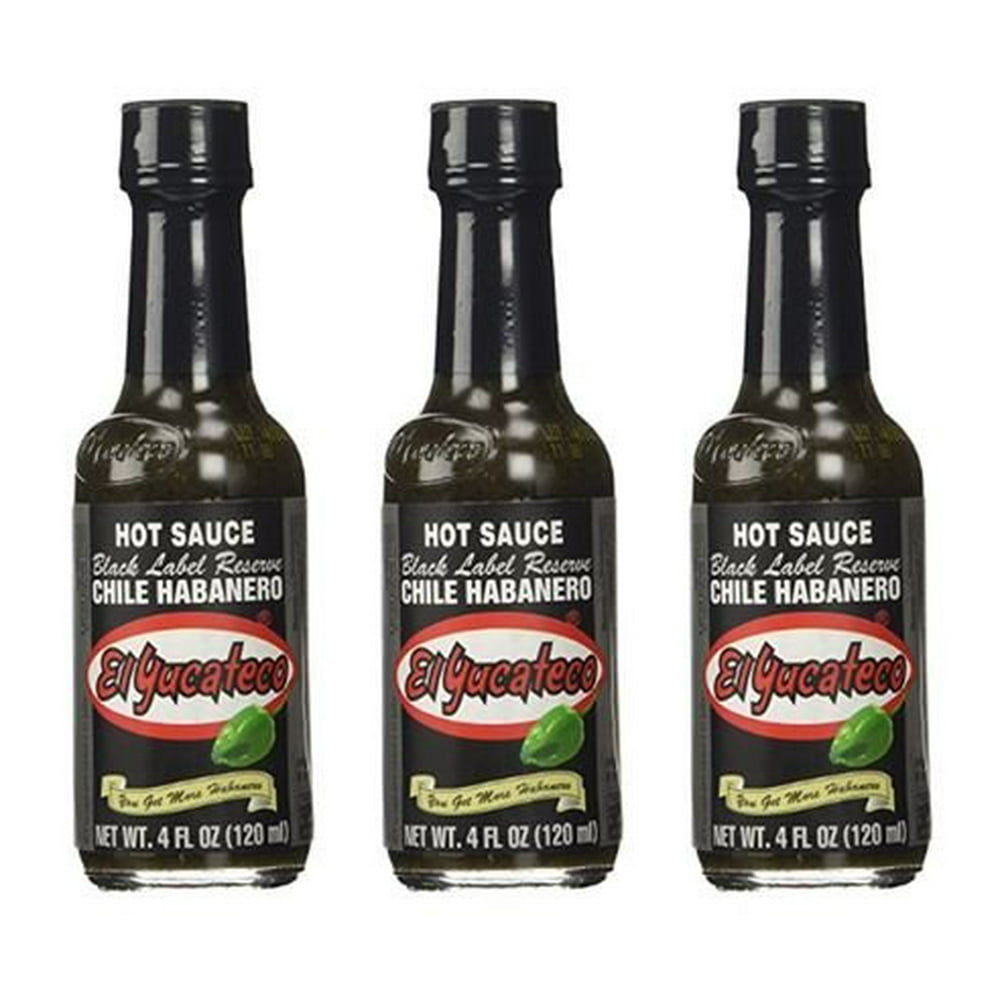 El Yucateco Black Label Reserve Hot Sauce, 4 Ounce (Pack of 3