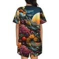 thumbnail image 4 of Womens Pajama Sets With Pocket, Sunset Floral Fantasy Landscape Lounge Sets Short Sleeve Sleepwear PJ Sets for Women, 4 of 6