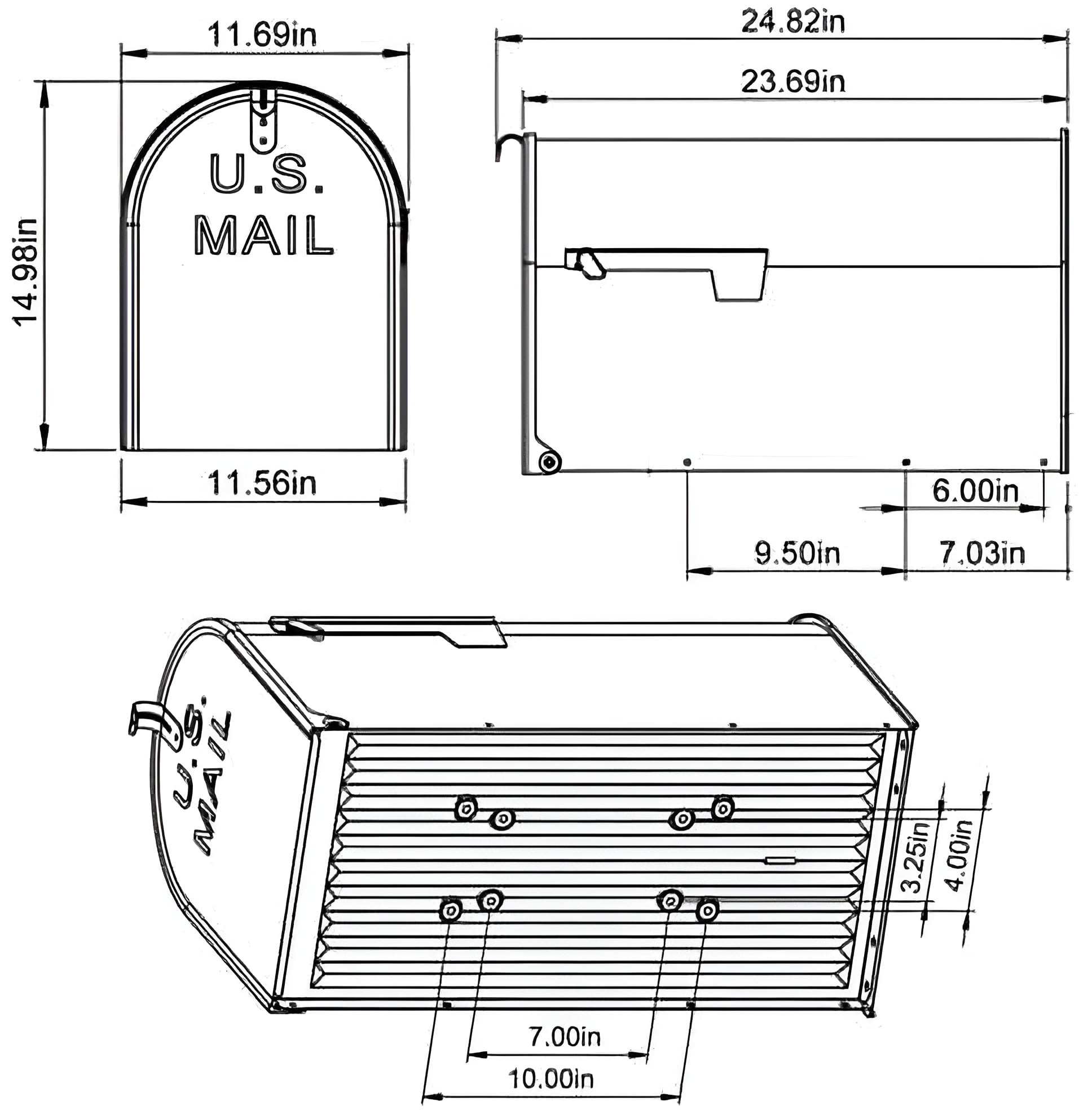 Gibraltar Mailboxes Extra Large Gray Galvanized Steel Post Mounted Mailbox, Rust Resistant
