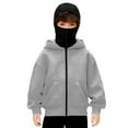 thumbnail image 2 of Bosanter Balaclava Hoodie Zipper Boys Full Face Cover Windproof Fabric Winter Commute Outdoor Activities Cold Weather Essentials, Light Gray 10-11Y, 2 of 6
