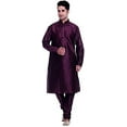 thumbnail image 1 of Royal Men's Self Kurta Silk Blend Kurta Churidar Set Purple, 1 of 1