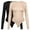 2 Pack Black Nude, variant on 2 PACK Tummy Control Bodysuits for Women Long Sleeve Shapewear Scoop Neck Thong Body Shaper Tops