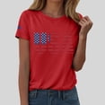 thumbnail image 2 of Gibobby Women Fashion USA Flag Letter Pattern Shirt Summer Casual Short Sleeve T Shirt Top(M,Red), 2 of 5