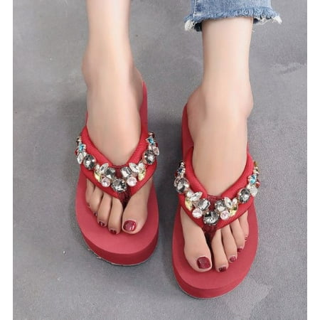 

Womens Chunky High Platform Wedge Flip-Flops Sandals