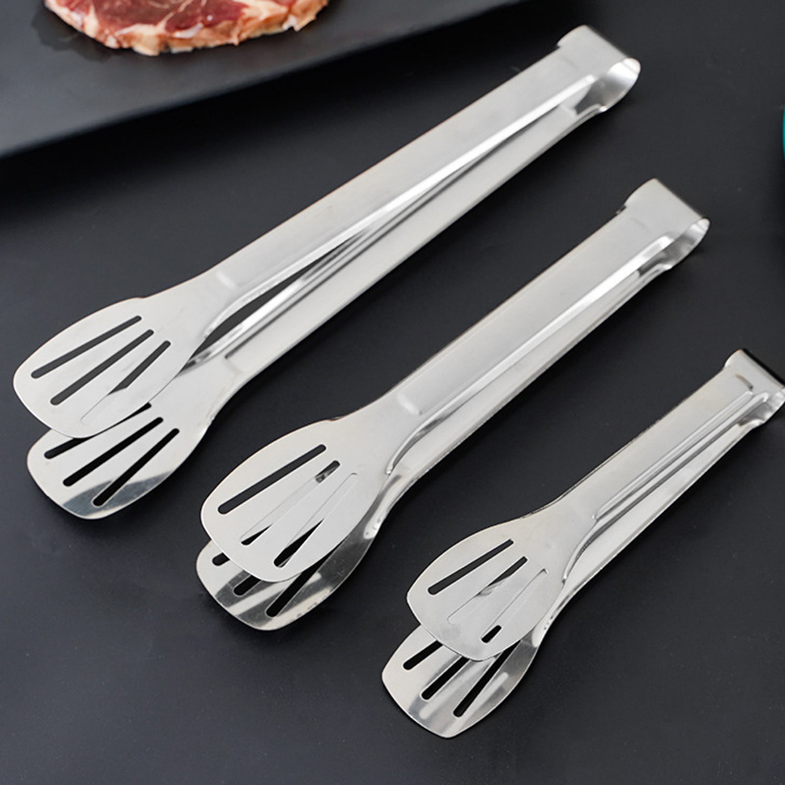 Denvdency 4pcs Stainless Steel Kitchen Tongs, Serving Tongs for Cooking, 10 inch Metal Food Tongs with Non-Slip Comfort Grip, Non-Stick Cooking Tongs High Heat